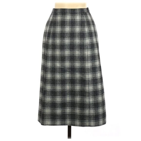 Pendleton Midi Skirt Plaid Wool Gray Vintage ‘70s Vintage 14 Modern Size 6/8 - Picture 5 of 8